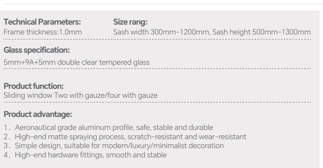 Technical parameters