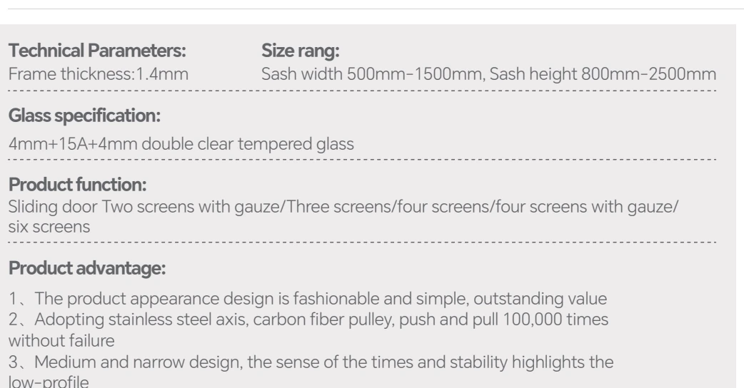 Technical parameters